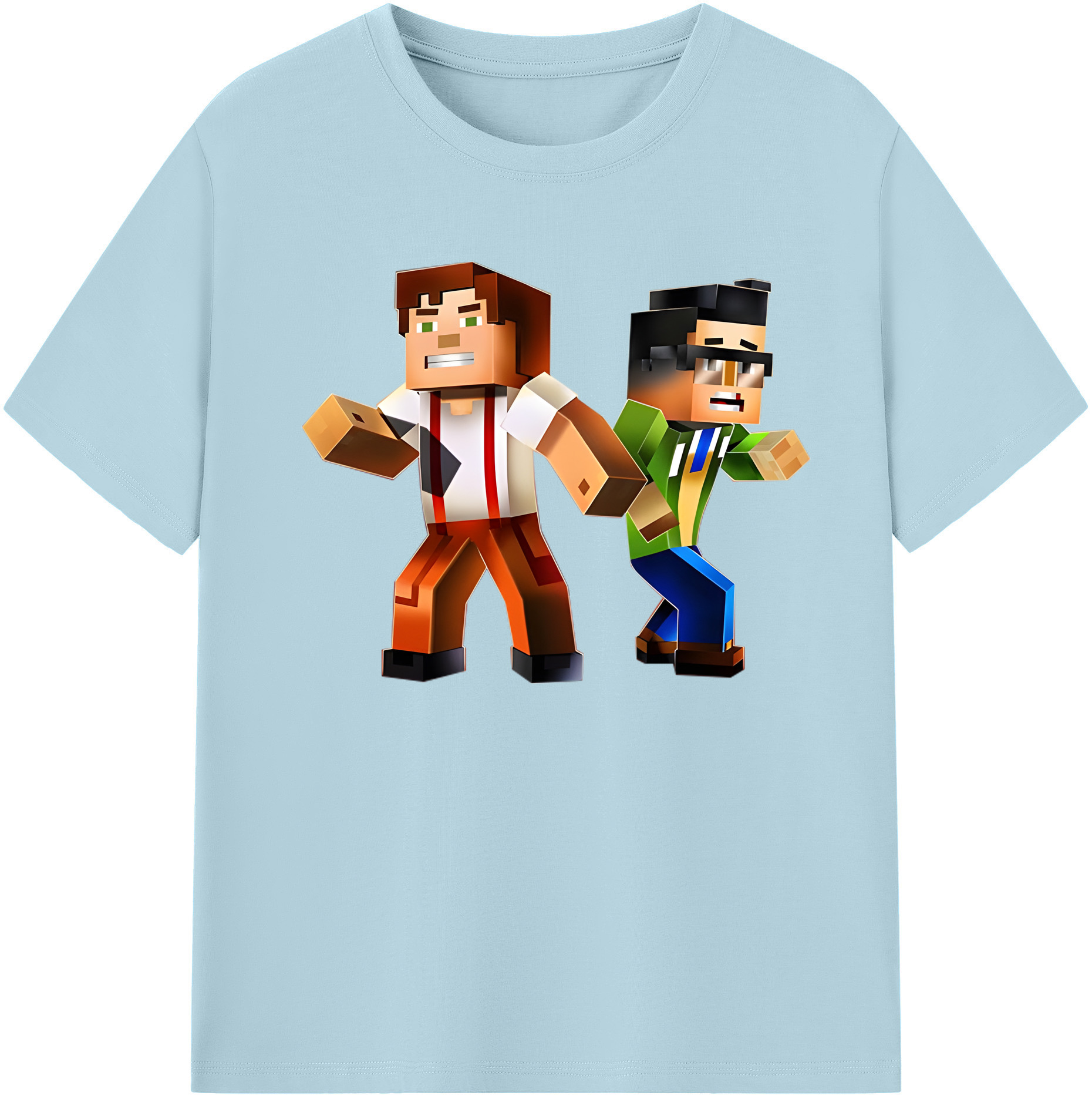 （画像用） マインクラフト ブロックの世界 Minecraft MC Block world 綿100％半袖Tシャツ（フロントプリント）